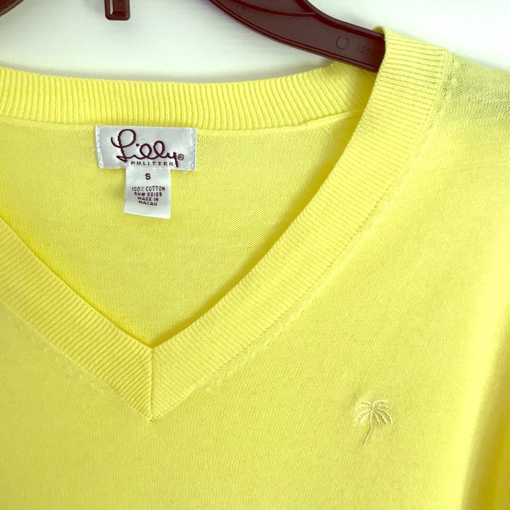 Lilly Pulitzer v-neck yellow 3/4 sleeve sweater